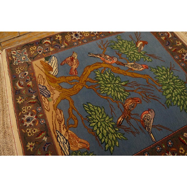Early 20th Century 1930s Blue Animalistic Antique Persian Tabriz Rug 2' X 2' 3" Handknotted Wool Carpet For Sale - Image 5 of 9