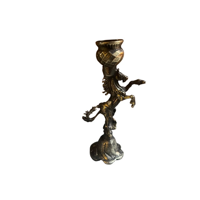 Metal Brass Horse Candleholders, Set of 2 For Sale - Image 7 of 13
