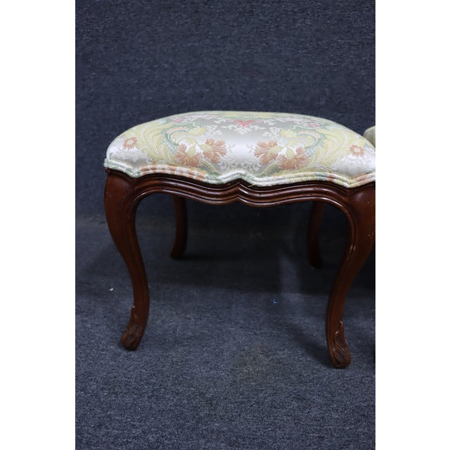 Henredon Pair of Henredon French Style Cherry Footstools For Sale - Image 4 of 13