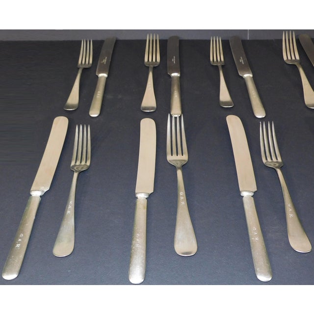 1920s Vintage Grand Army Republic (g.a.r.) Maine Nickel Silver Fork/Knife Set - 24 Piece For Sale In Portland, ME - Image 6 of 12