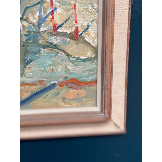 Mid-Century Modern Rune Person, City Scene, 1950s, Oil Painting on Canvas, Framed For Sale - Image 3 of 18