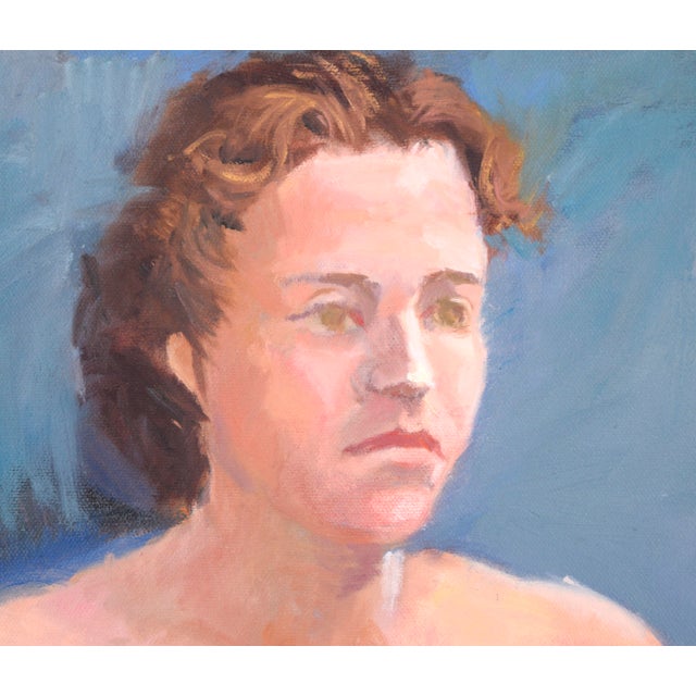 Nude With Brown Hair, American Impressionist Oil Painting, 24x18 by George Wishon For Sale - Image 4 of 6