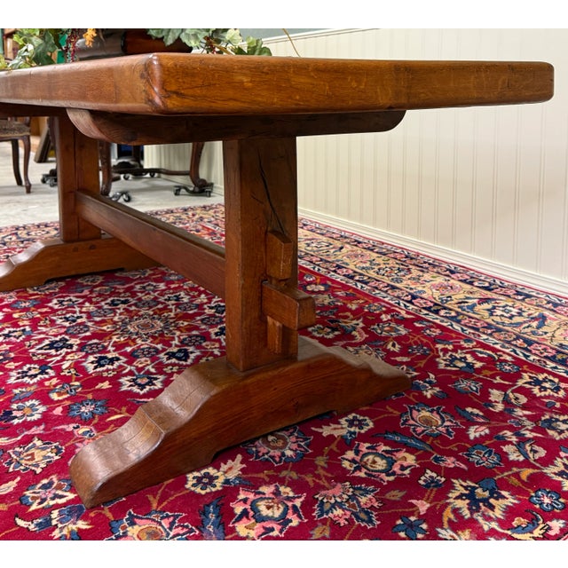 Antique French Country Farm Dining Table Farmhouse Trestle Base Oak c.1900-1920s For Sale - Image 18 of 18