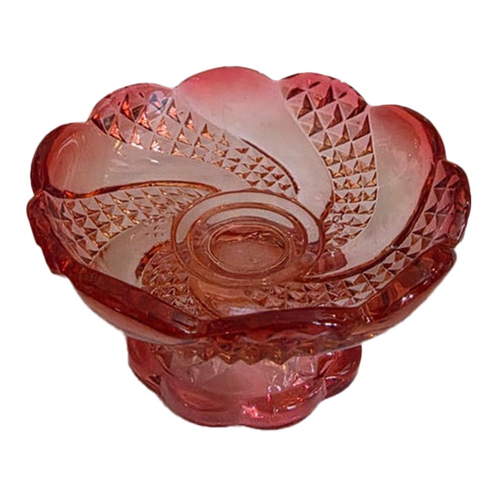 Baccarat Rose Swirl and Diamond Point Small CompoteDish | Chairish