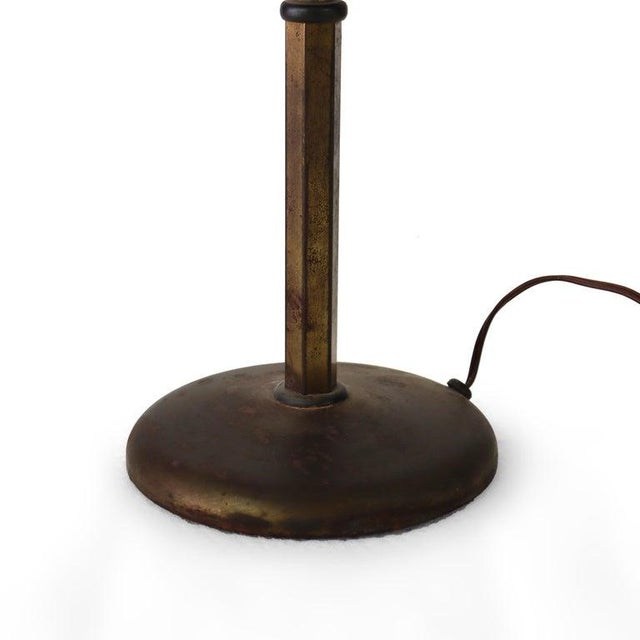 Antique Pittsburg Table Lamp With Floral Acid Etched Glass Shade C1920 For Sale - Image 4 of 7