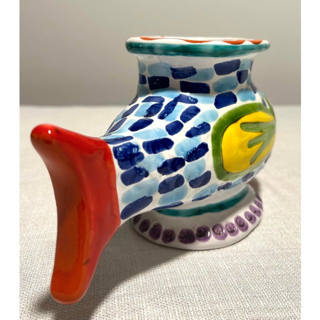 Ceramic Mid 20th Century Italian Ceramic DeSimone for Vietri Hand Painted Fish Planter Vase For Sale - Image 7 of 8