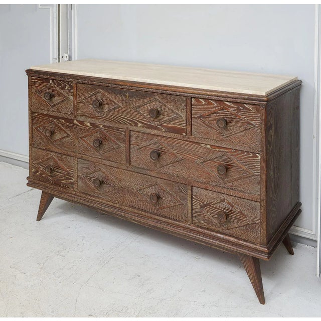 Modern Unusual French Mid-Century Cerused Oak Chest For Sale - Image 3 of 7