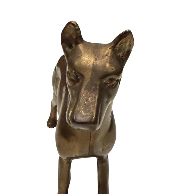 Mid-Century Modern Vintage Brass Doberman Pitcher Dog For Sale - Image 3 of 7