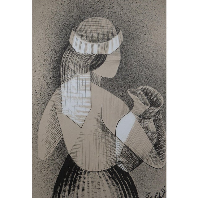 Louis TOFFOLI (1907-1999) Young Woman with a Milk Jug Color Lithograph Signed in the plate On wove paper, 24 x 32 cm...