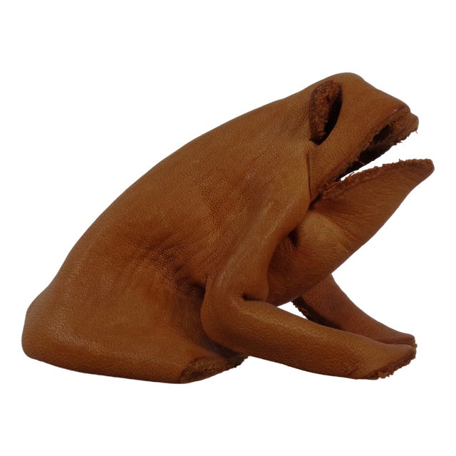 Handmade Leather Frog from Deru Wiesbaden, Germany, 1960s For Sale