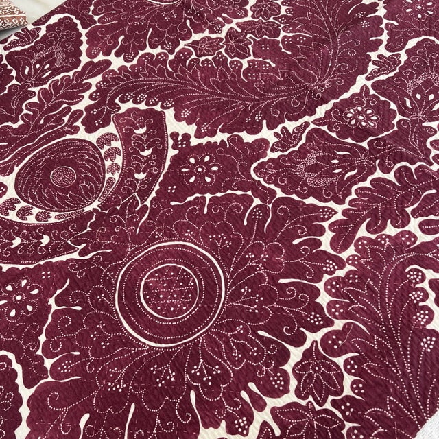 NANTES Taken from a French 19th century quilt this design has been printed on cotton matelasse, then washed and tumbled to...