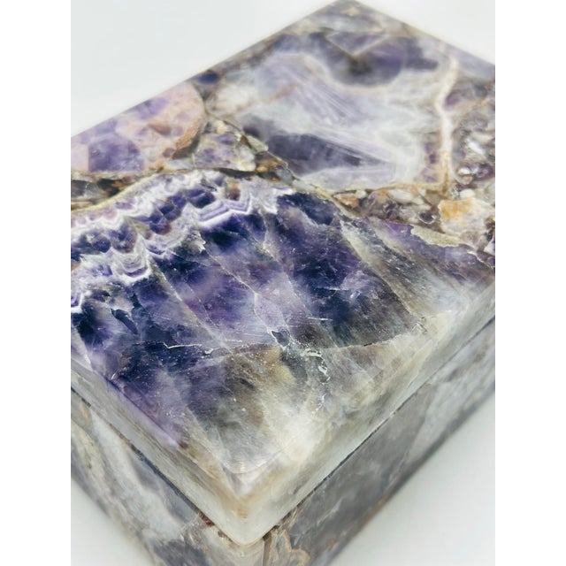 Boho Chic Amethyst Stone Decorative Box For Sale - Image 3 of 8