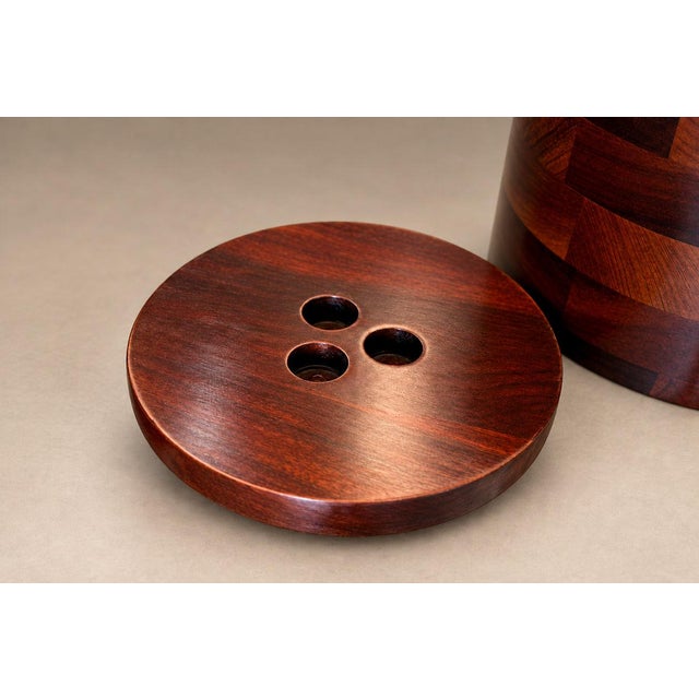 Wood 1960s Brazilian Modern Taqueado Ice Bucket in Imbuia & Pau Marfim by Tropic-Art For Sale - Image 7 of 18
