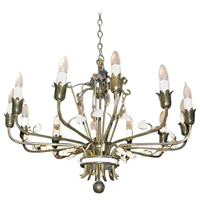 White Lord and Taylor Brass Chandelier For Sale - Image 8 of 8
