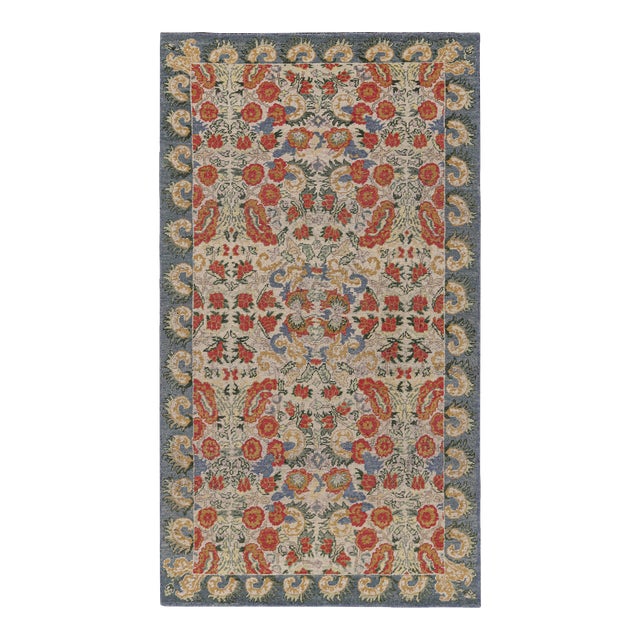 Rug & Kilim’s Classic Style Rug in White With Floral Patterns For Sale