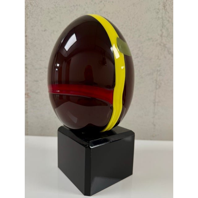 Lino Tagliapietra Lino Tagliapietra for Oggetti Murano Egg Mounted Sculpture (Signed) For Sale - Image 4 of 5