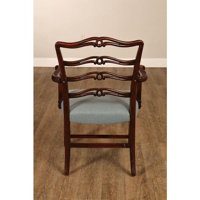 1940's Chippendale Style Set Of Six Mahogany Ladder Back Dining Chairs For Sale - Image 12 of 18