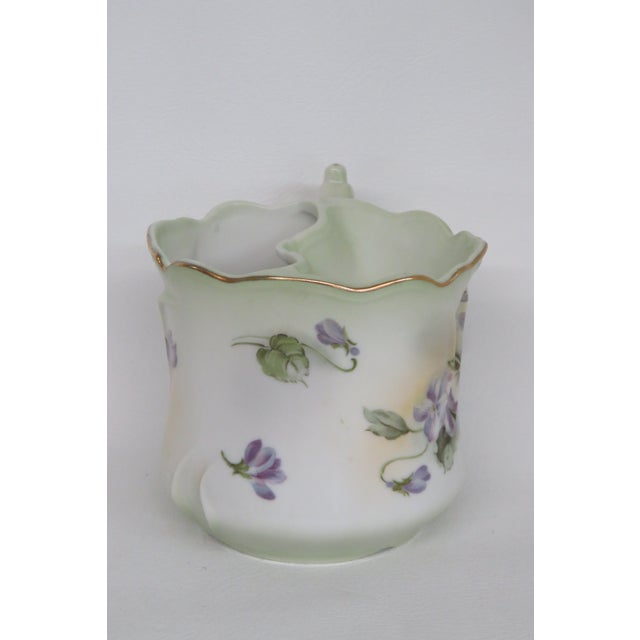 Traditional Mid 20th Century Brandenburg Floral Purple and Green Shaving Mug Cup 4558b For Sale - Image 3 of 11