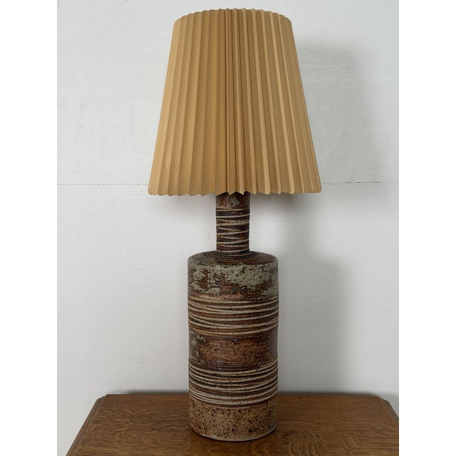 Brown Table Lamp in Partially Glazed Stoneware by Tue Poulsen, Denmark, 1960s For Sale - Image 8 of 8