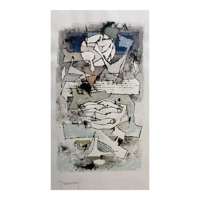 Moses Bagel BahelferPolish French Judaica Watercolor Gouache Painting Original Bauhaus Yiddish Art For Sale