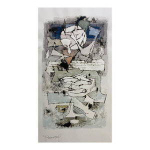 Moses Bagel BahelferPolish French Judaica Watercolor Gouache Painting Original Bauhaus Yiddish Art