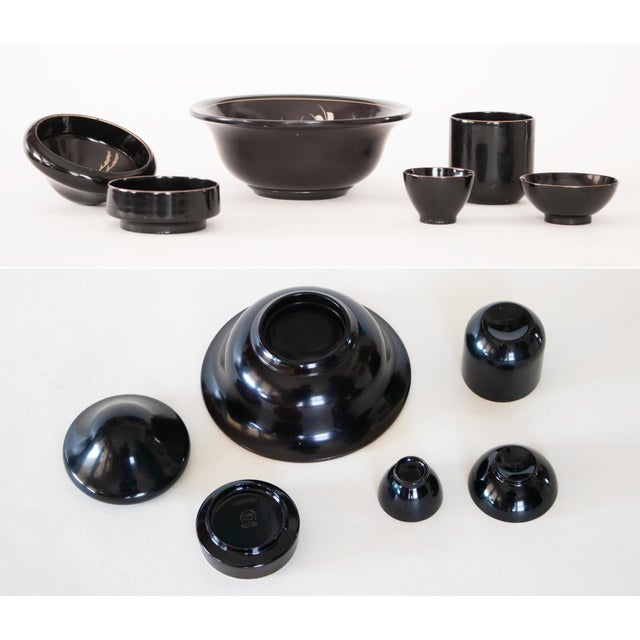 1940s Japanese Shikki Lacquered Wood Set Cocktail Shaker Set - 14 Pieces For Sale - Image 11 of 14