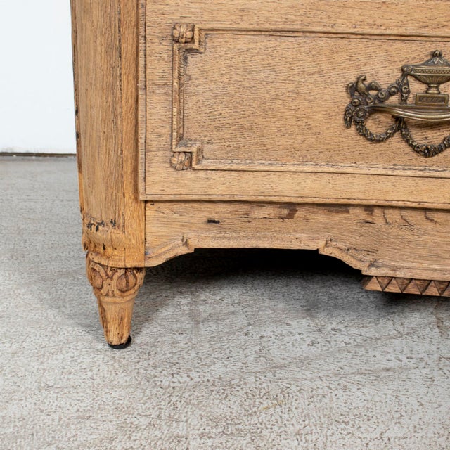 19th Century French Louis XVI Style Serpentine Front Bleached Oak Commode For Sale - Image 14 of 17
