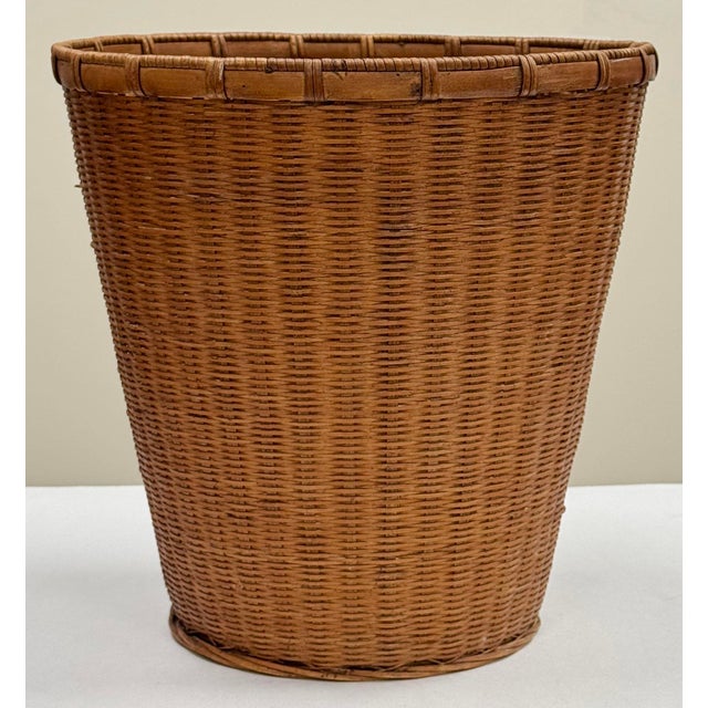 Vintage Woven Wicker Wastebasket For Sale In Kansas City - Image 6 of 11