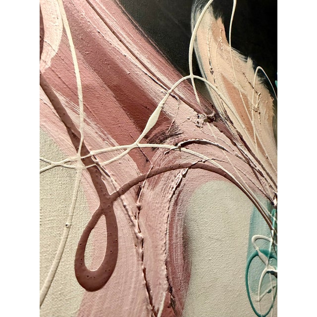 Dark Pink Large Vintage Mid-Century Modern Abstract 36x24 Original Impasto Painting by Valdez For Sale - Image 8 of 12