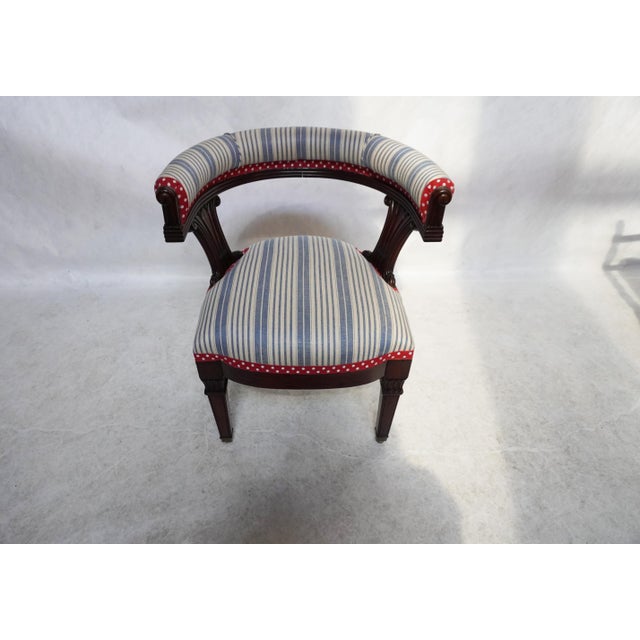 Victorian 19th Century Carved Captain's Chair in Custom Upholstery For Sale - Image 3 of 16