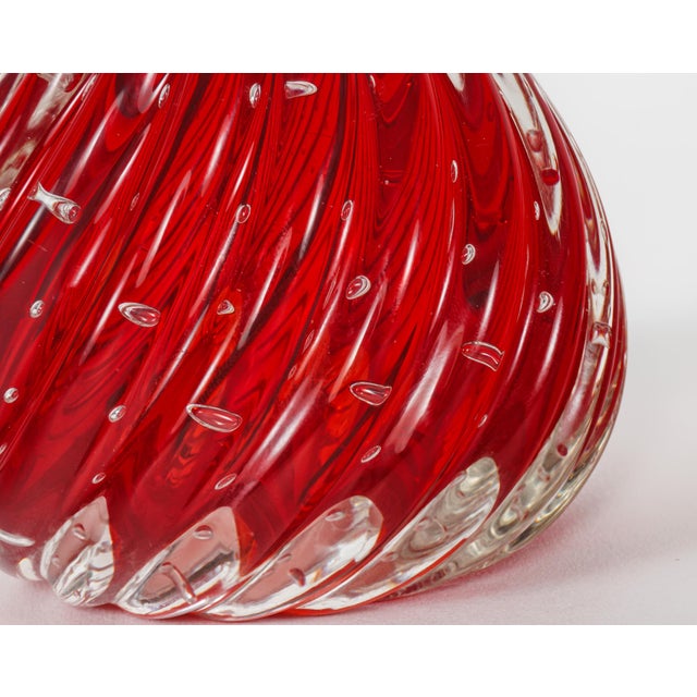 Red Bullicante Murano Glass Table Lamps by Archimede Seguso, 1960s, Set of 2 For Sale - Image 4 of 5