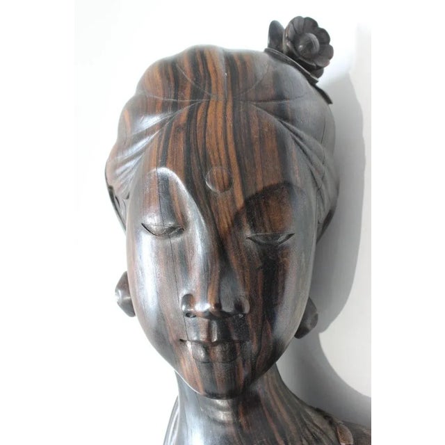 1960s Rosewood Balinese Bust of a Young Woman For Sale - Image 12 of 13
