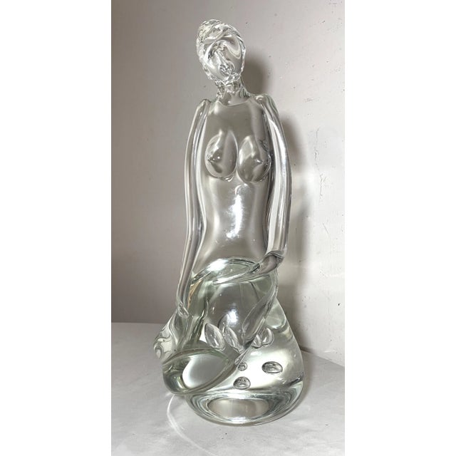1990s Large Luigi Moro Hand Blown Glass Nude Lady Woman Mermaid Sculpture Statue Art For Sale - Image 11 of 14