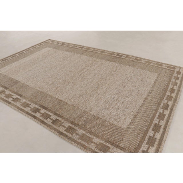 Mid-Century Modern Contemporary Scandinavian Style Wool Rug in Beige by Rug & Kilim, India For Sale - Image 3 of 10
