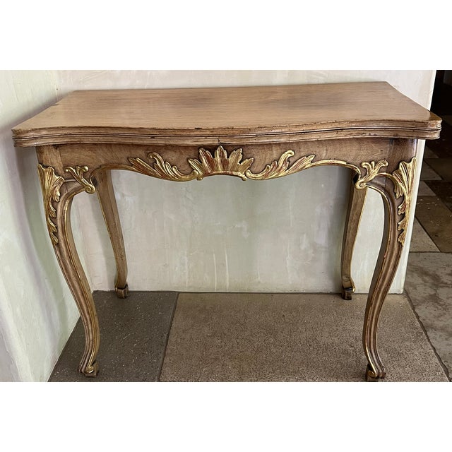 French 19th Century Gilt Wood Flip Top Console Table For Sale - Image 3 of 18