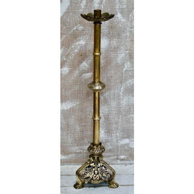 Victorian Brass Altar Candlestick, 1880s For Sale - Image 9 of 12