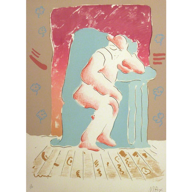 Impressionist Peter Max "Man in Chair" Hand Signed Numbered Edition Serigraph Pop Art 1974 For Sale - Image 3 of 5