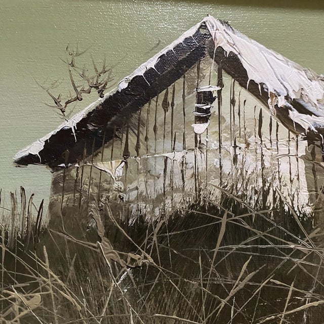 1970s H. Gailey Barn Landscape Oil Painting, Framed For Sale - Image 10 of 12