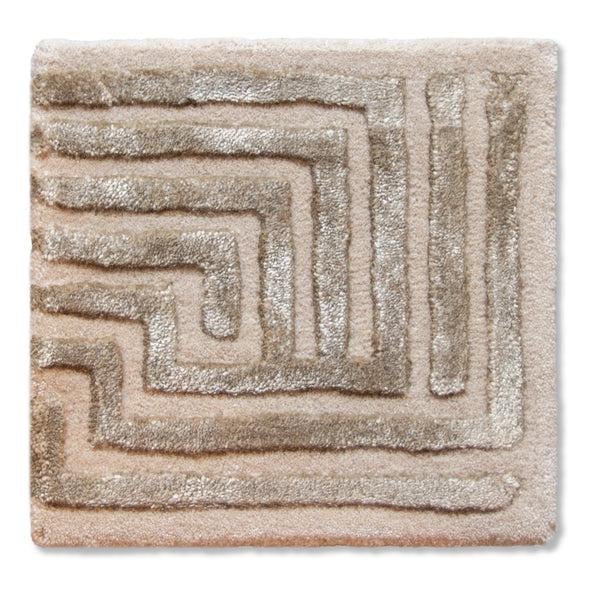 Contemporary Knossos Hand-Tufted Maze Rug, Wheat Tan, 4x6 For Sale - Image 3 of 4
