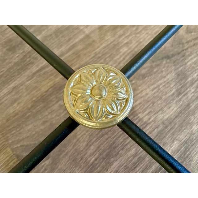 New Black Wrought Iron Curule Bench with Gold Details For Sale - Image 4 of 18