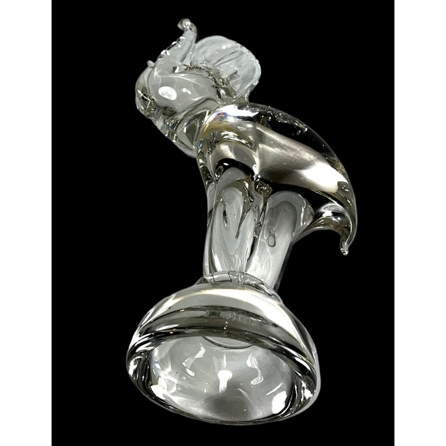 Late 20th Century Clear Art Glass Elephant Sculpture With Raised Trunk Attributed to Murano For Sale - Image 13 of 13