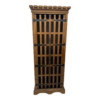 1970s Bookcase Gothic Tower Style Tall Slimline Two Adjustable Shelves Double Doors For Sale