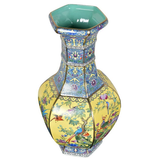 Asian Polychrome Porcelain Vase For Sale - Image 6 of 7