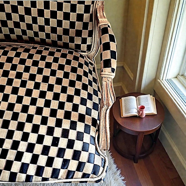 1960’s Polychromed Beechwood Louis XV Checker Upholstered Fauteuil For Sale - Image 14 of 17