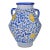 Mid 20th Century Blue & Orange Andalusian-Patterned Ceramic Vase W/ Handles For Sale