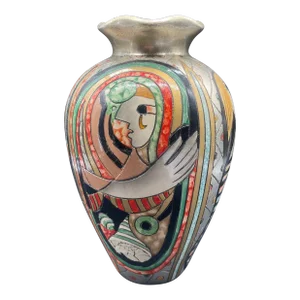 Tall Baluster Cubism Pottery Vase