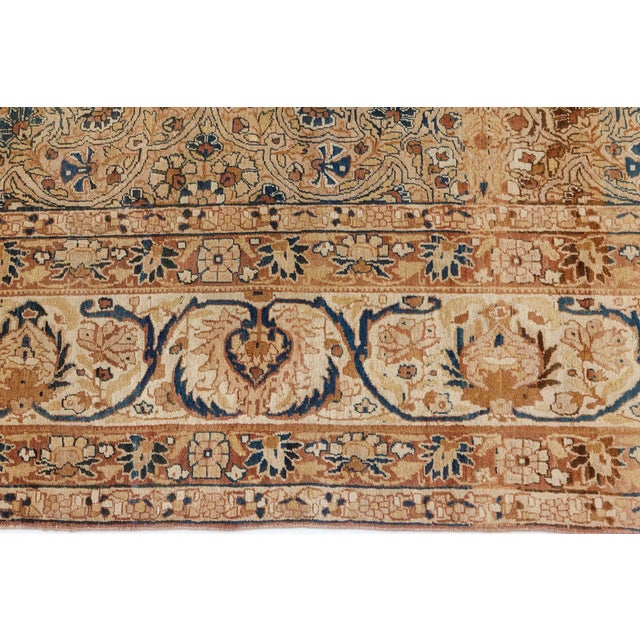 Ivory Authentic 19th Century Persian Kirman Handmade Wool Rug For Sale - Image 8 of 12