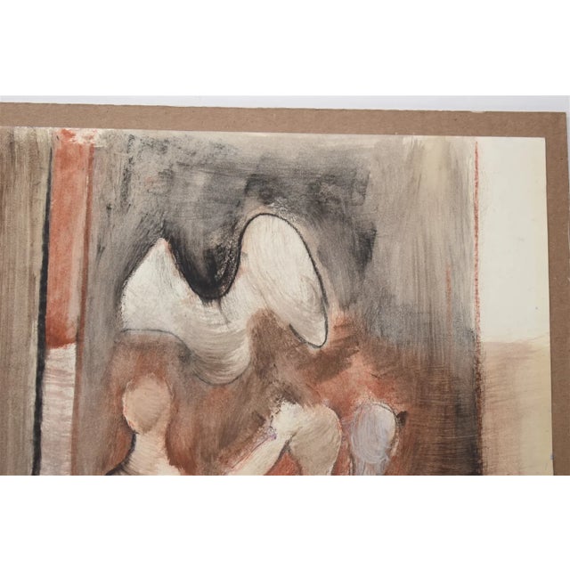 Paint Vintage Orignal Lucia Wilcox Gouache Mixed Media Abstract Nudes Painting Sketch For Sale - Image 7 of 7