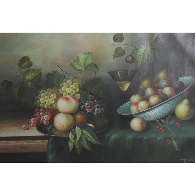 Oil on Canvas Still Life Painting of Fruit Signed by “Pinder” (Signed) For Sale In Philadelphia - Image 6 of 14