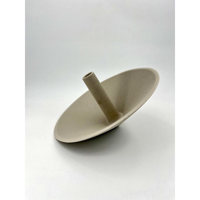 Vintage Beige Ceramic Spindle Solifloer Vase by Lineasette, Italy, 1980s For Sale - Image 11 of 11